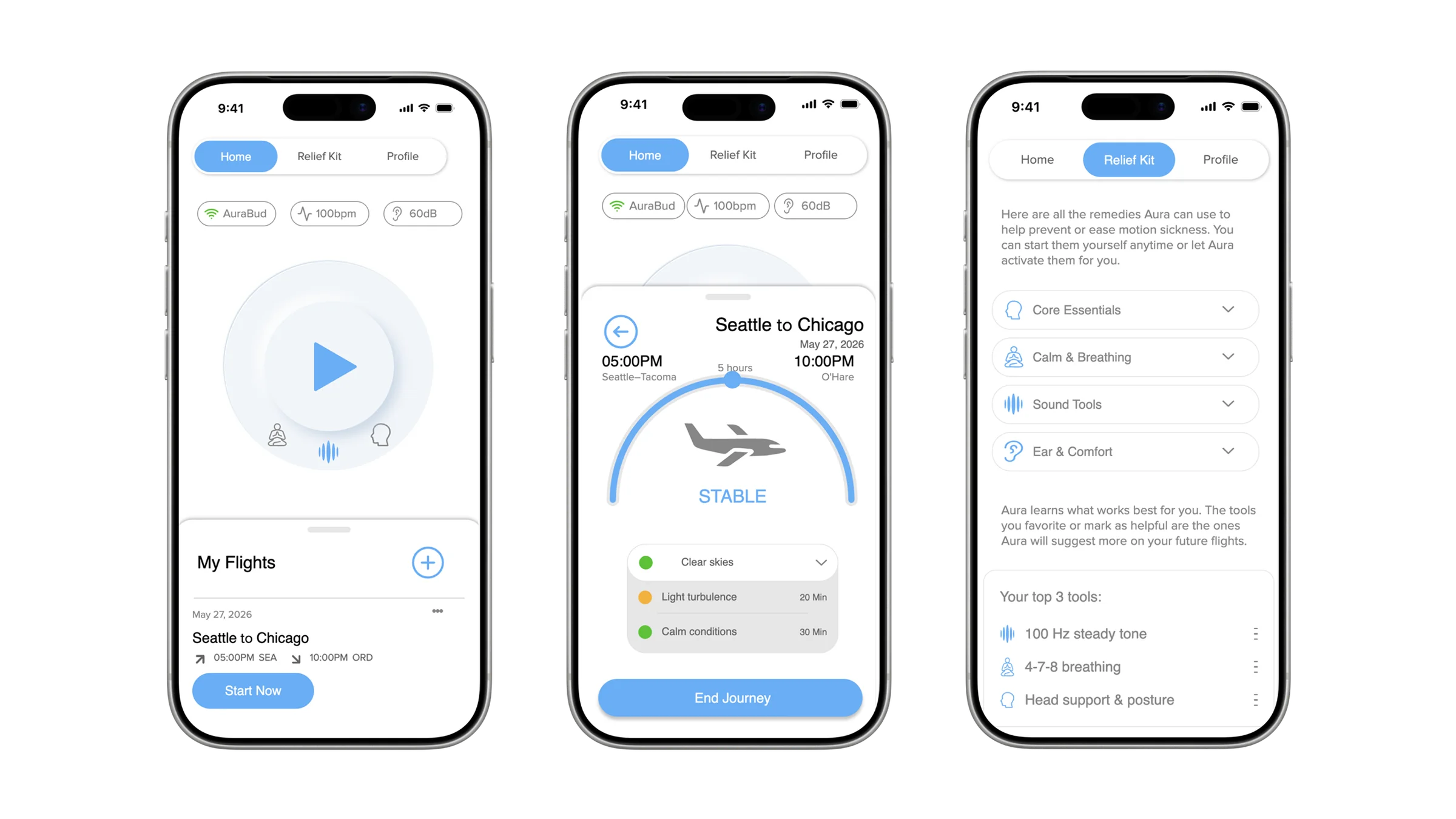Aura app interface refinement for low-attention status feedback
